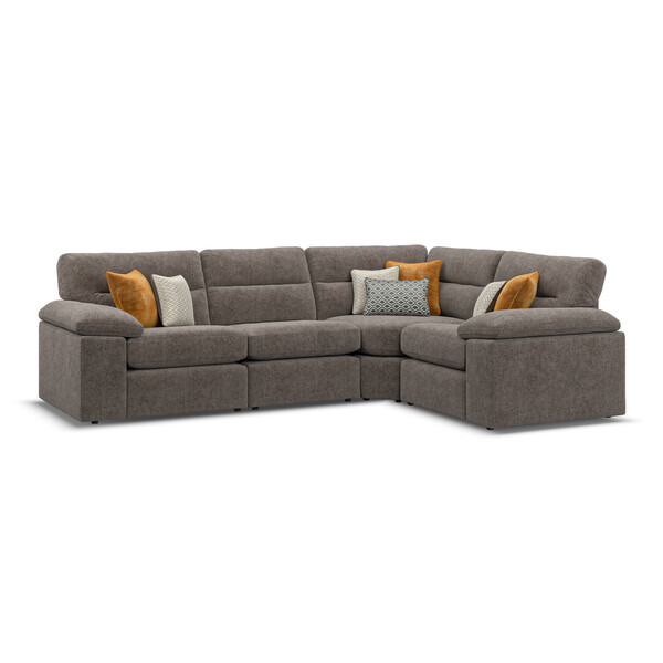 Cupid Brown Fabric Sofas - Modular 4 Seat Corner Sofa - Morgan Sectional Sofas Range - Oak Furnitureland