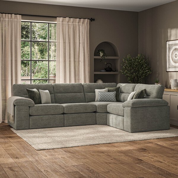 Cupid Olive Green Fabric Sofas - Modular 4 Seat Corner Sofa - Morgan Sectional Sofas Range - Oak Furnitureland
