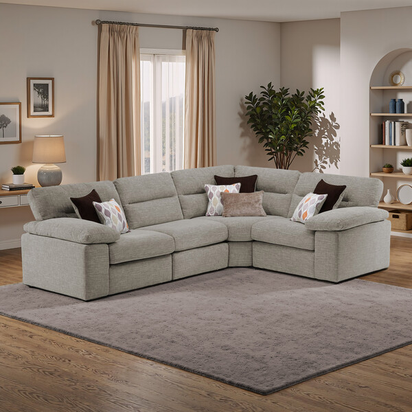 Santos Mink Fabric Sofas - Modular 4 Seat Corner Sofa - Morgan Sectional Sofas Range - Oak Furnitureland