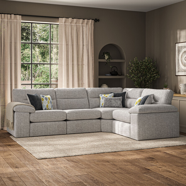 Santos Silver Fabric Sofas - Modular 4 Seat Corner Sofa - Morgan Sectional Sofas Range - Oak Furnitureland