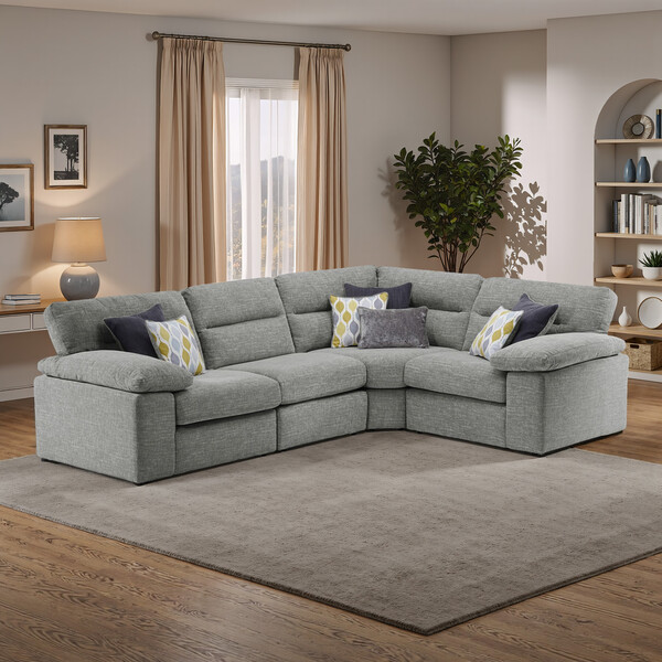 Santos Steel Fabric Sofas - Modular 4 Seat Corner Sofa - Morgan Sectional Sofas Range - Oak Furnitureland