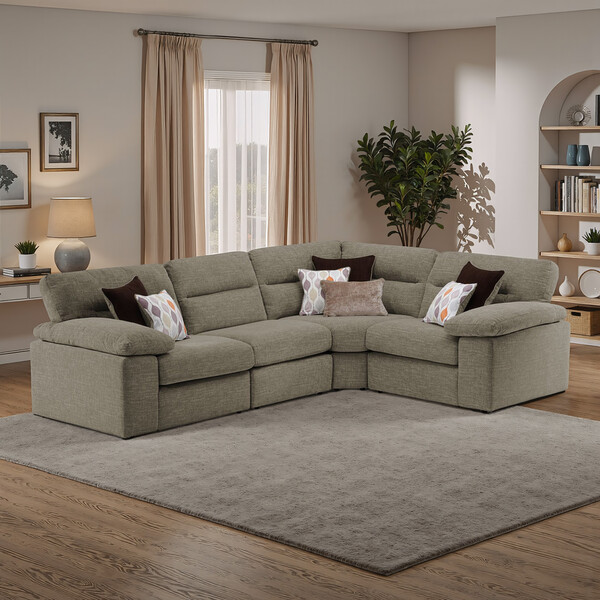 Santos Taupe Fabric Sofas - Modular 4 Seat Corner Sofa - Morgan Sectional Sofas Range - Oak Furnitureland