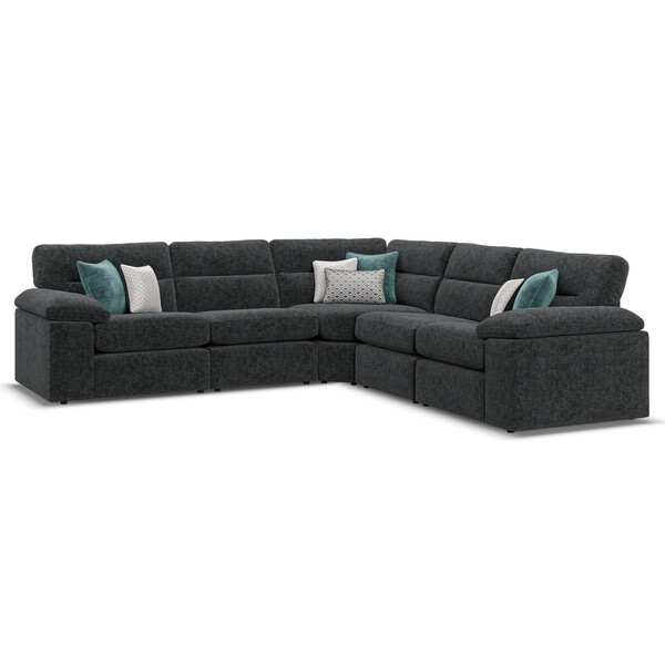 Cupid Charcoal Fabric Sofas - Modular 5 Seat Corner Sofa - Morgan Sectional Sofas Range - Oak Furnitureland