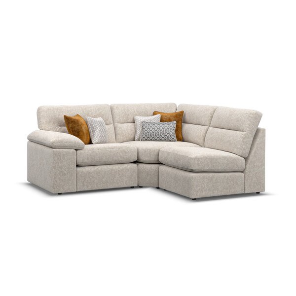 Cupid Beige Fabric Sofas - Modular 3 Seat Left Hand Corner Sofa - Morgan Sectional Sofas Range - Oak Furnitureland