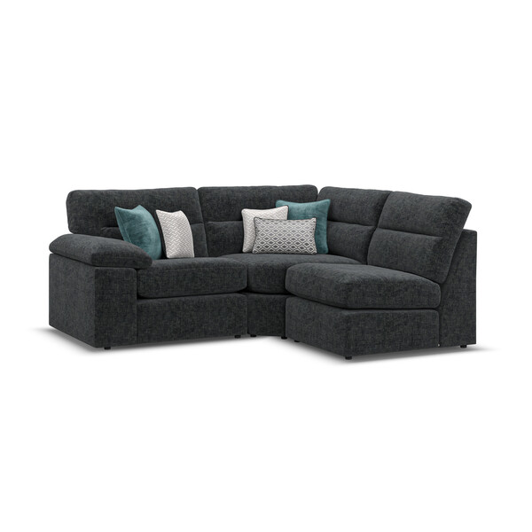 Cupid Charcoal Fabric Sofas - Modular 3 Seat Left Hand Corner Sofa - Morgan Sectional Sofas Range - Oak Furnitureland