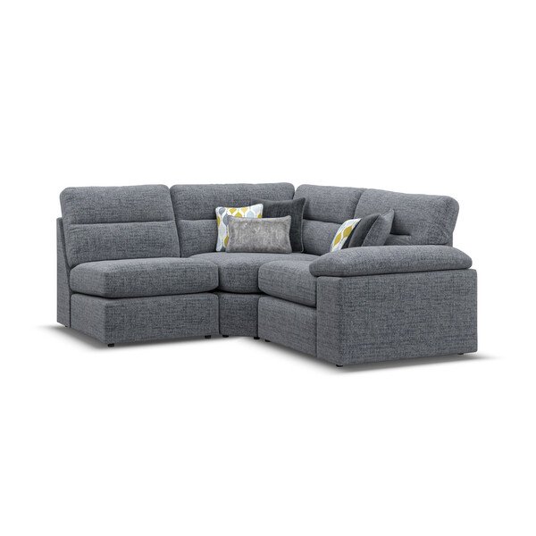Santos Grey Fabric Sofas - Modular 3 Seat Right Hand Corner Sofa - Morgan Sectional Sofas Range - Oak Furnitureland