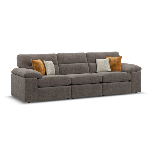 Cupid Brown Fabric Sofas - Modular 3 Seat Sofa - Morgan Sectional Sofas Range - Oak Furnitureland