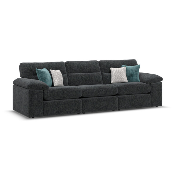 Cupid Charcoal Fabric Sofas - Modular 3 Seat Sofa - Morgan Sectional Sofas Range - Oak Furnitureland