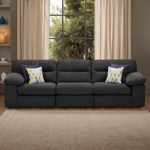Santos Black Fabric Sofas - Modular 3 Seat Sofa - Morgan Sectional Sofas Range - Oak Furnitureland