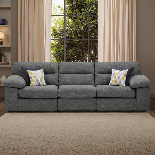 Santos Grey Fabric Sofas - Modular 3 Seat Sofa - Morgan Sectional Sofas Range - Oak Furnitureland