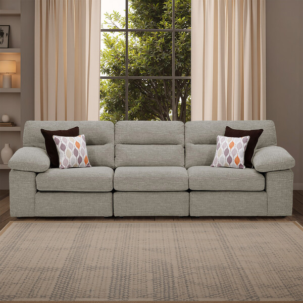 Santos Mink Fabric Sofas - Modular 3 Seat Sofa - Morgan Sectional Sofas Range - Oak Furnitureland