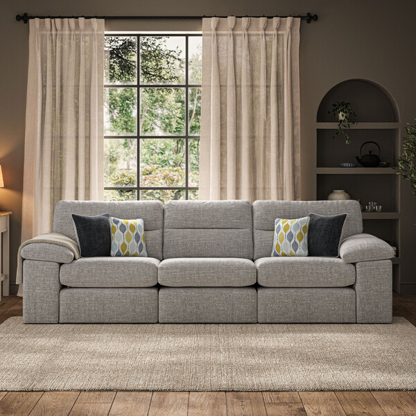 Santos Silver Fabric Sofas - Modular 3 Seat Sofa - Morgan Sectional Sofas Range - Oak Furnitureland