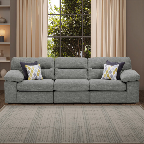 Santos Steel Fabric Sofas - Modular 3 Seat Sofa - Morgan Sectional Sofas Range - Oak Furnitureland