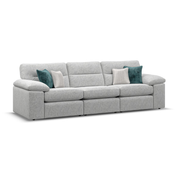 Cupid Silver Fabric Sofas - Modular 3 Seat Sofa - Morgan Sectional Sofas Range - Oak Furnitureland