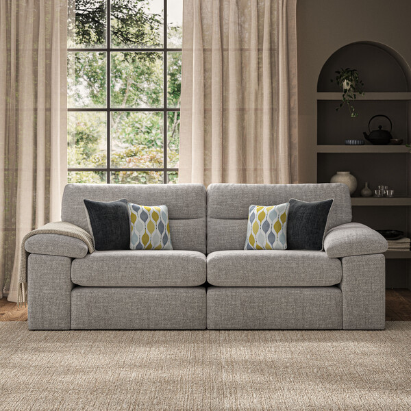 Silver Fabric Sofas - 3 Seater Sofa - Morgan Sectional Sofas Range - Oak Furnitureland