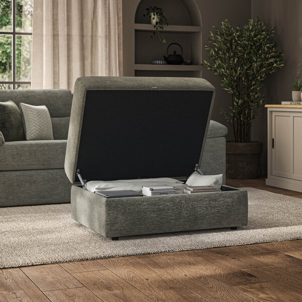 Cupid Olive Green Fabric Sofas - Storage Footstool - Morgan Sectional Sofas Range - Oak Furnitureland