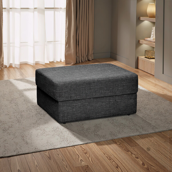 Santos Black Fabric Sofas - Storage Footstool - Morgan Sectional Sofas Range - Oak Furnitureland