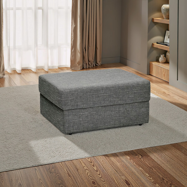 Santos Grey Fabric Sofas - Storage Footstool - Morgan Sectional Sofas Range - Oak Furnitureland