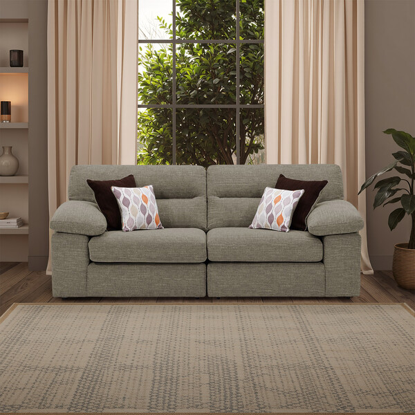Santos Taupe Fabric Sofas - 3 Seater Sofa - Morgan Sectional Sofas Range - Oak Furnitureland