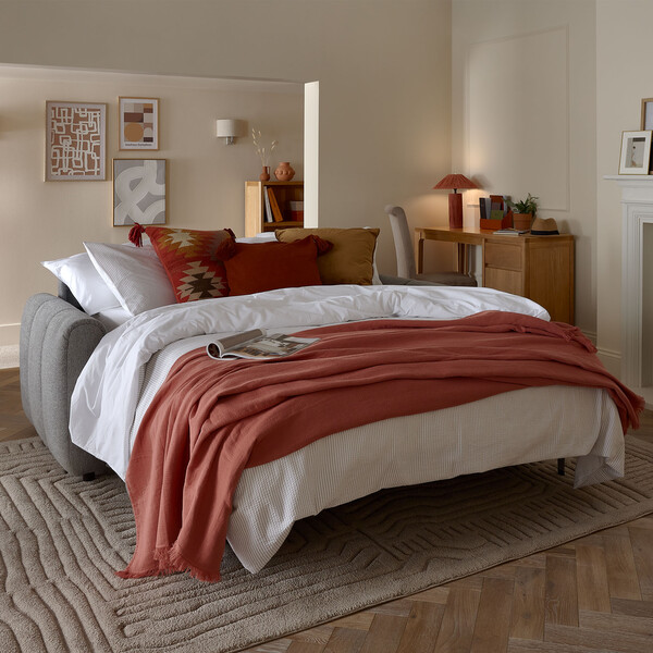 Coastal Mist Fabric Sofas - 3 Seater Sofa Bed - Nap Sofas Range - Oak Furnitureland