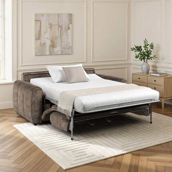 Dapple Chocolate Fabric Sofas - 3 Seater Sofa Bed - Nap Sofas Range - Oak Furnitureland