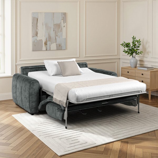 Dapple Grey Fabric Sofas - 3 Seater Sofa Bed - Nap Sofas Range - Oak Furnitureland