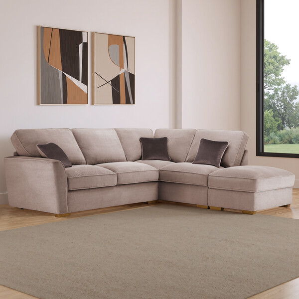 Fawn Fabric Sofas - Corner Sofa Left Hand - Nebraska Range - Oak Furnitureland