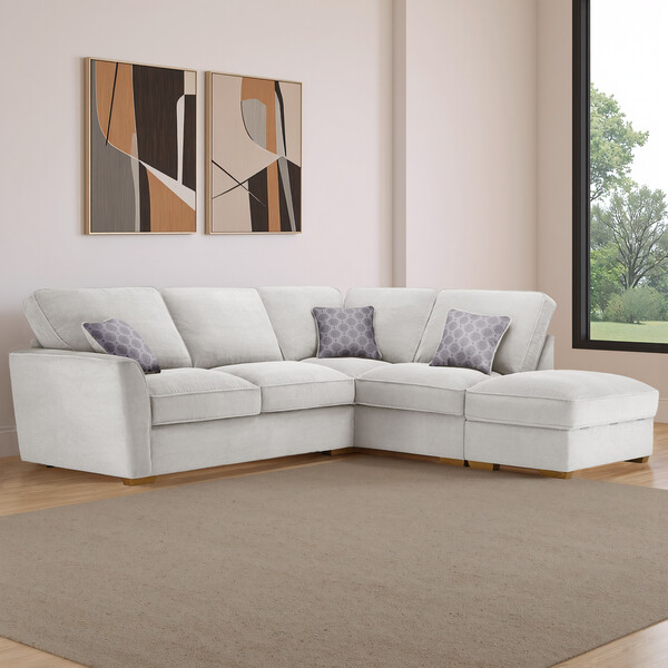 Silver Fabric Sofas - Corner Sofa Right Hand - Nebraska Range - Oak Furnitureland