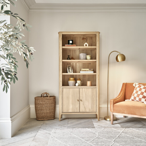 Light Natural Solid Oak Bookcases - Tall Bookcase - Newton Range - Oak Furnitureland