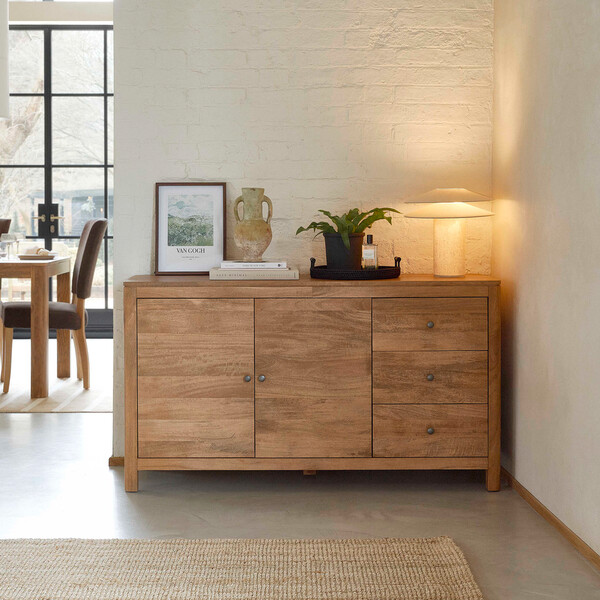 Solid Mango Wood Sideboards - Large Sideboard - Noah Range - Oak Furnitureland