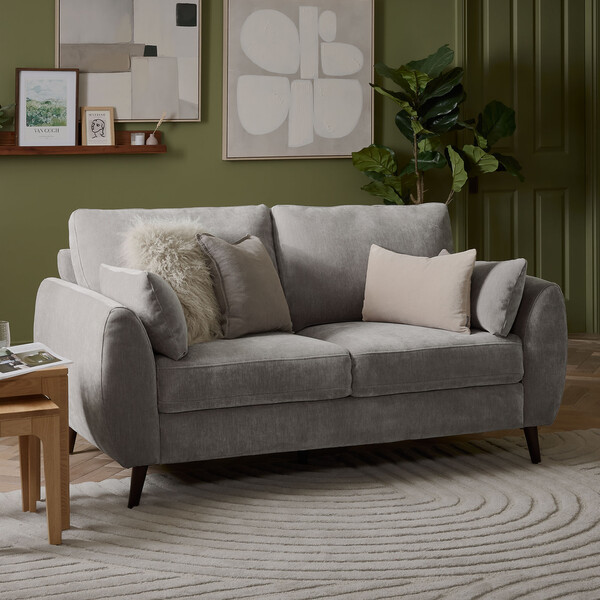 Grey Fabric Sofas - 2 Seater Sofa - Nova Range - Oak Furnitureland