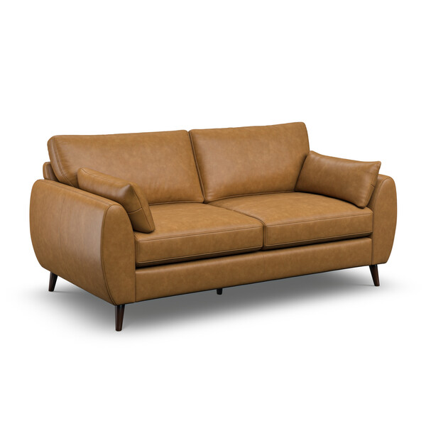 Brown Leather Sofas - 3 Seater Sofa - Nova Range - Oak Furnitureland