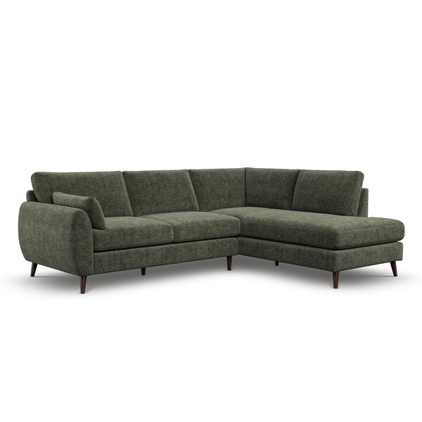 Mossy Fabric Sofas - Left Hand Corner Chaise Sofa - Nova Range - Oak Furnitureland