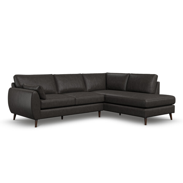 Ash Leather Sofas - Left Hand Corner Chaise Sofa - Nova Range - Oak Furnitureland