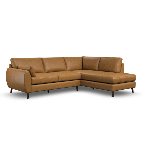 Brown Leather Sofas - Left Hand Corner Chaise Sofa - Nova Range - Oak Furnitureland
