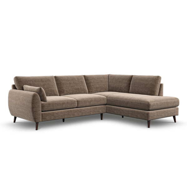Cocoa Fabric Sofas - Left Hand Corner Chaise Sofa - Nova Range - Oak Furnitureland