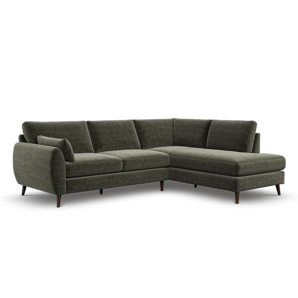 Dark Green Fabric Sofas - Left Hand Corner Chaise Sofa - Nova Range - Oak Furnitureland