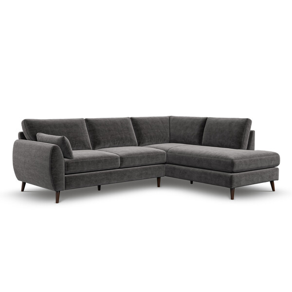 Dark Grey Fabric Sofas - Left Hand Corner Chaise Sofa - Nova Range - Oak Furnitureland