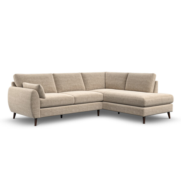 Sand Fabric Sofas - Left Hand Corner Chaise Sofa - Nova Range - Oak Furnitureland