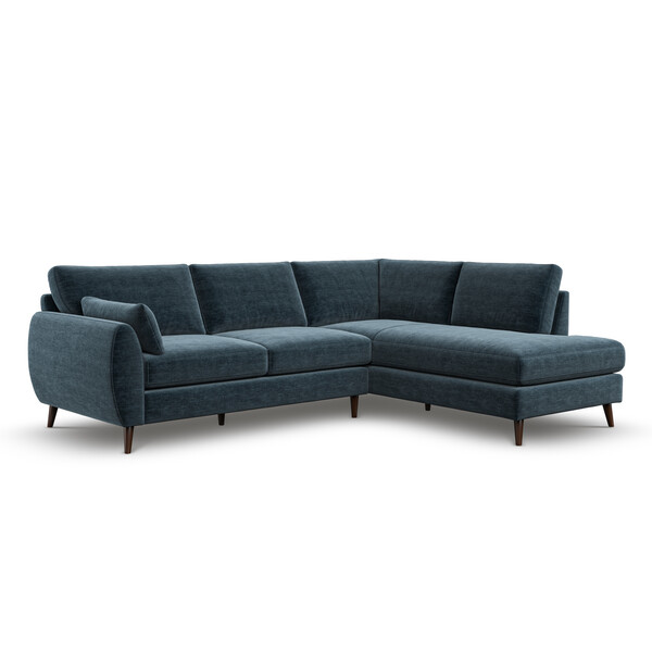Steel Blue Fabric Sofas - Left Hand Corner Chaise Sofa - Nova Range - Oak Furnitureland
