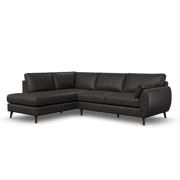 Ash Leather Sofas - Right Hand Corner Chaise Sofa - Nova Range - Oak Furnitureland