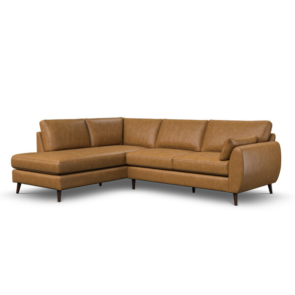 Brown Leather Sofas - Right Hand Corner Chaise Sofa - Nova Range - Oak Furnitureland