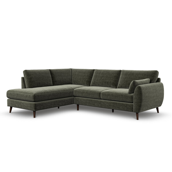 Dark Green Fabric Sofas - Right Hand Corner Chaise Sofa - Nova Range - Oak Furnitureland