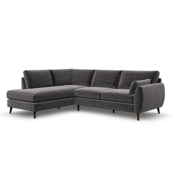 Dark Grey Fabric Sofas - Right Hand Corner Chaise Sofa - Nova Range - Oak Furnitureland