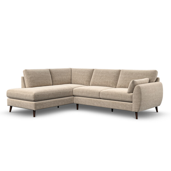 Sand Fabric Sofas - Right Hand Corner Chaise Sofa - Nova Range - Oak Furnitureland