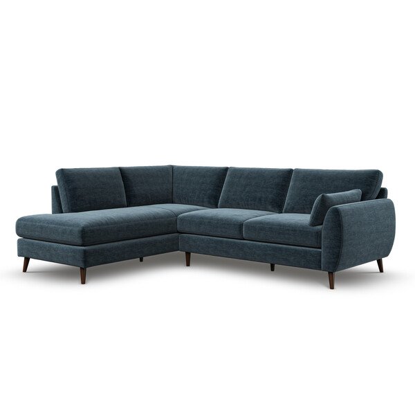 Steel Blue Fabric Sofas - Right Hand Corner Chaise Sofa - Nova Range - Oak Furnitureland