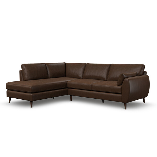 Dark Brown Leather Sofas - Right Hand Corner Chaise Sofa - Nova Range - Oak Furnitureland
