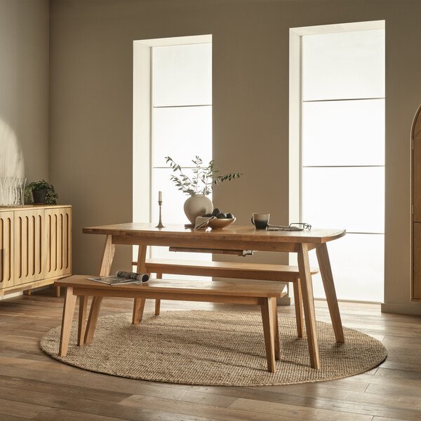Natural Oak Dining Tables - 6-8 Seater Extendable Dining Table - Oaklee Range - Oak Furnitureland