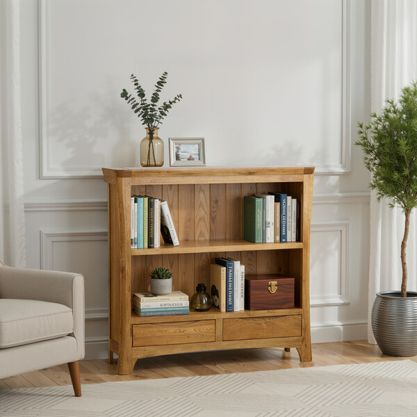 Handmade 100% Solid Rustic Oak Bookcases - Small Bookcase - Orrick Range - Oak Furnitureland