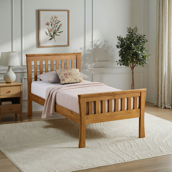 Handmade 100% Solid Rustic Oak Beds - Single Bed - Orrick Range - Oak Furnitureland